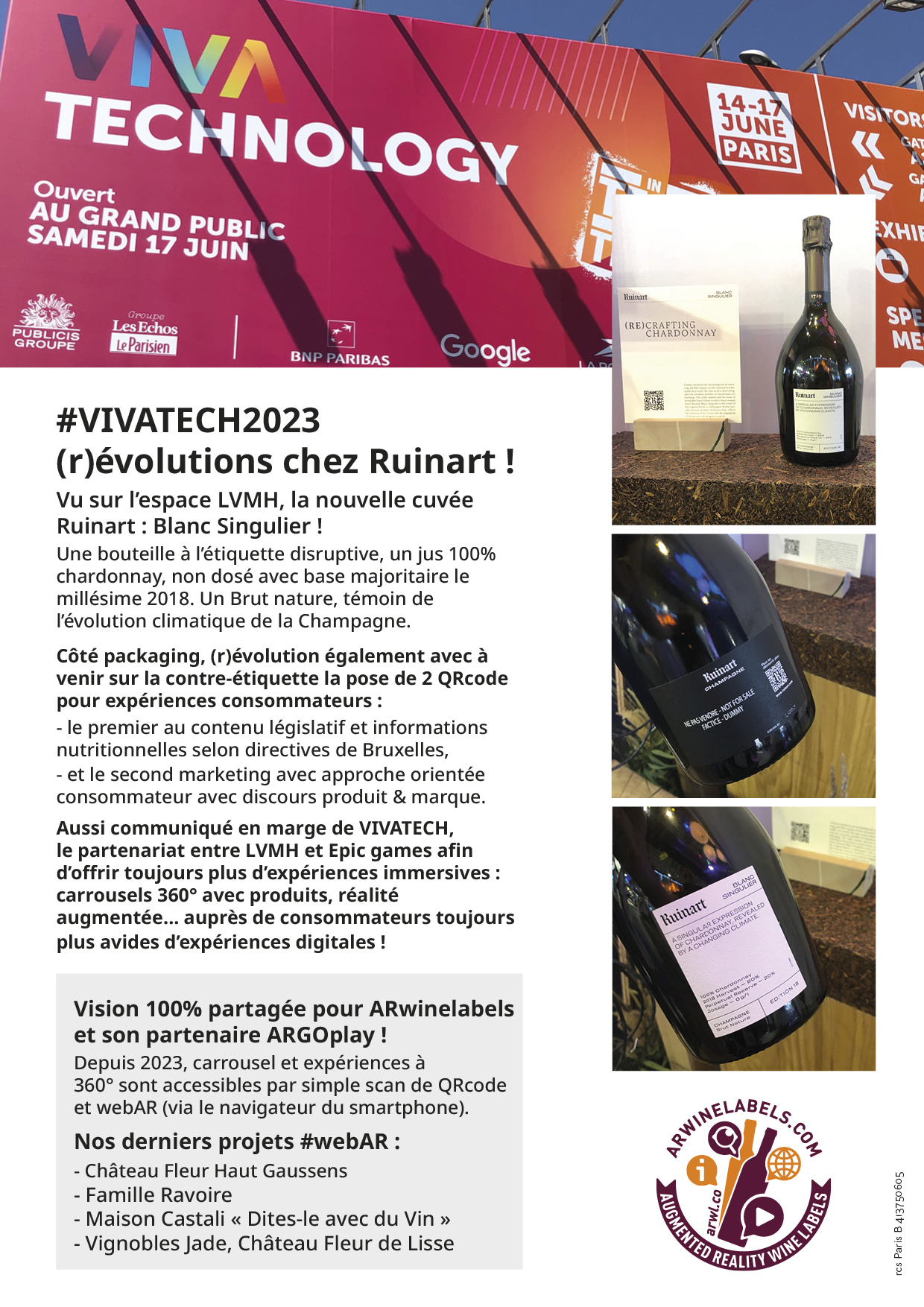 ARwinelabels and Vivatech 2023 QR code Marketing and Augmented Reality